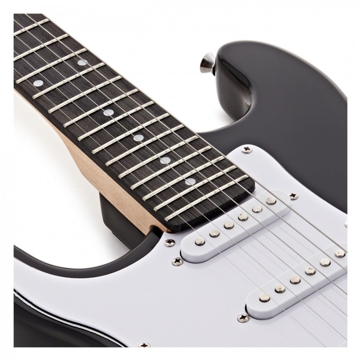 Chitarra Elettrica 3/4 LA Mancini Nera con Ampli 10W | Per giovani mancini, scala e corpo più piccoli, design leggero e durevole, accessori essenziali inclusi