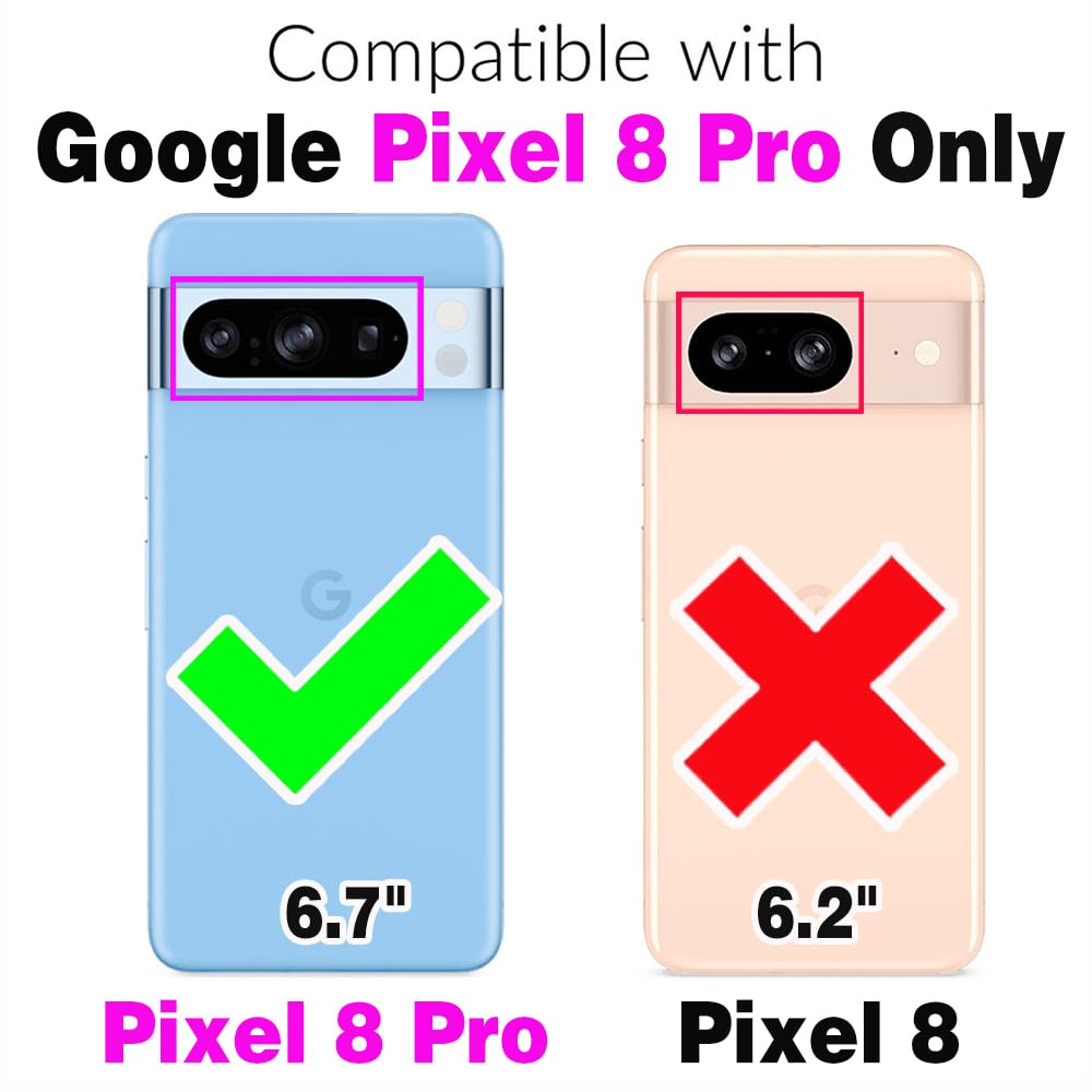Asuwish Custodia per telefono per Google Pixel 8 Pro 5G Portafoglio con cerniera rimovibile con pellicola protettiva in vetro temperato cinturino mandala fiore porta carte Pixel8Pro Pixel8 XL otto