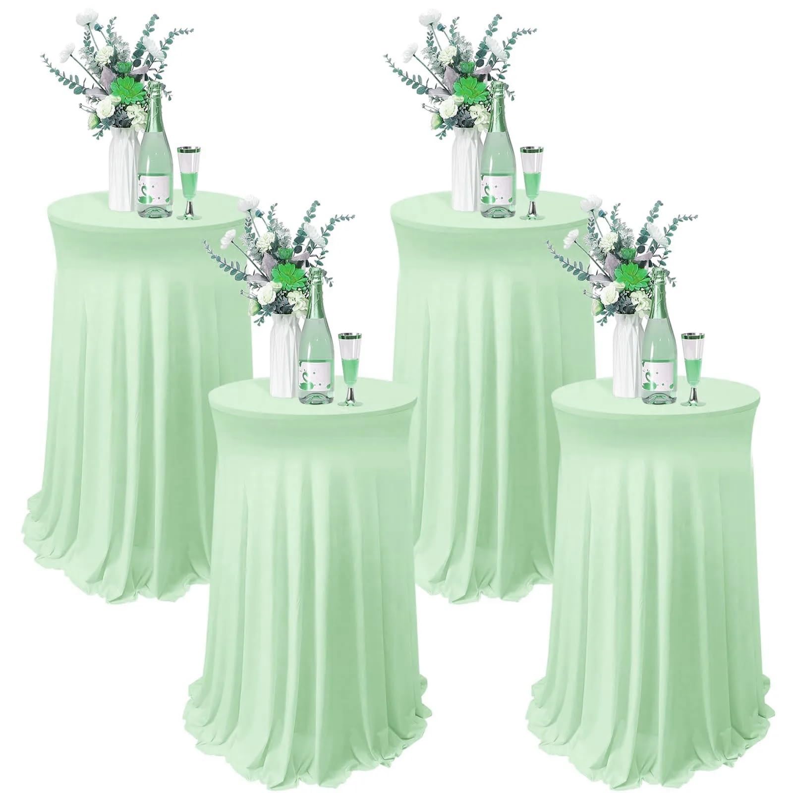Xinglongs Spandex Cocktail Table Cover 1PCS White Stretch Table Skirt for Hotel Conference Bar Banquet Decor(1pcs sage green,60x110CM)