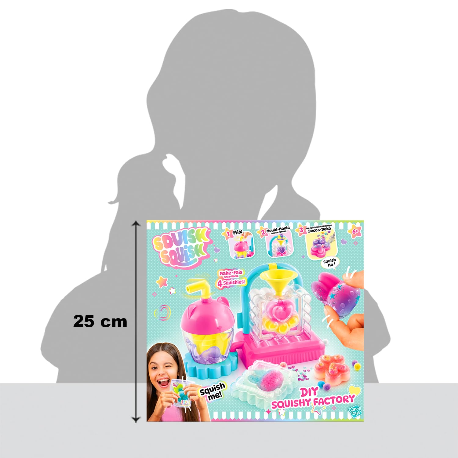 Canal Toys Squish Squish Squishy Factory – CREA TES Squishy Todo Esponjoso y Colorido – Añade Lentejuelas y personalizaciones – Idea de Regalo para niños a Partir de 6 años – Ocio Creativo – SQI 001