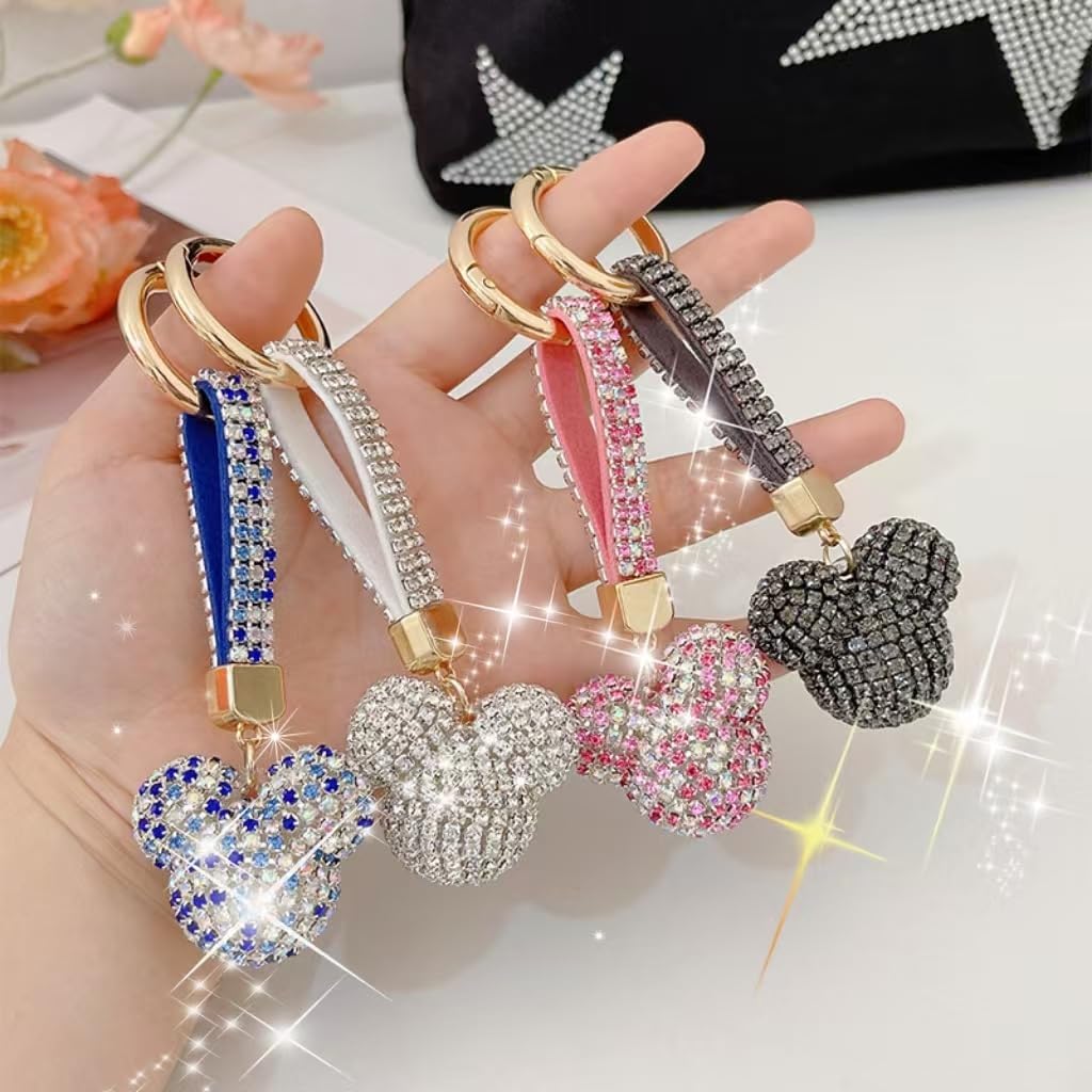 32mm Focal Beads for Pens 8Pcs Rhinestone Mouse Shaped Diamond Chunky Glitter Beads for Beaded Pens Bulk Jewelry Keychains Making