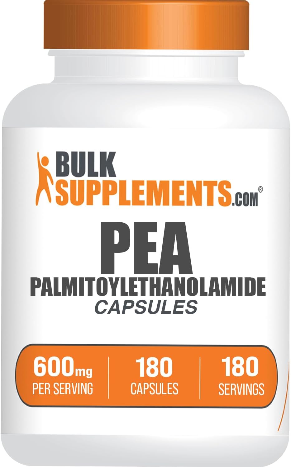 BulkSupplements.com Palmitoylethanolamide Capsules - Pea Supplement, Palmitoylethanolamide 600mg for Immmune Support - Gluten Free, 1 Capsule per Serving, 180 Capsules (Pack of 1)