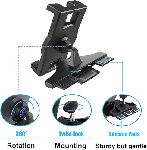 Miniatura 2 de Soporte para tablet con ranura de CD para automóvil, reproductor de CD de automóvil, soporte para iPad con rotación completa estable y duradero para