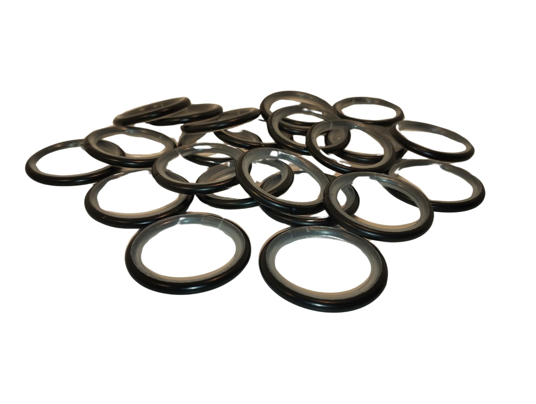100x Gardinenringe mit Gleiteinlage Ø 16, 20 & 25 mm schwarz | Rundringe aus Metall mit Gleiteinlage und Faltenlegehaken für Gardinenstangen Ø 16, 20 und 25 mm. Leichtgängiges Aufziehen.