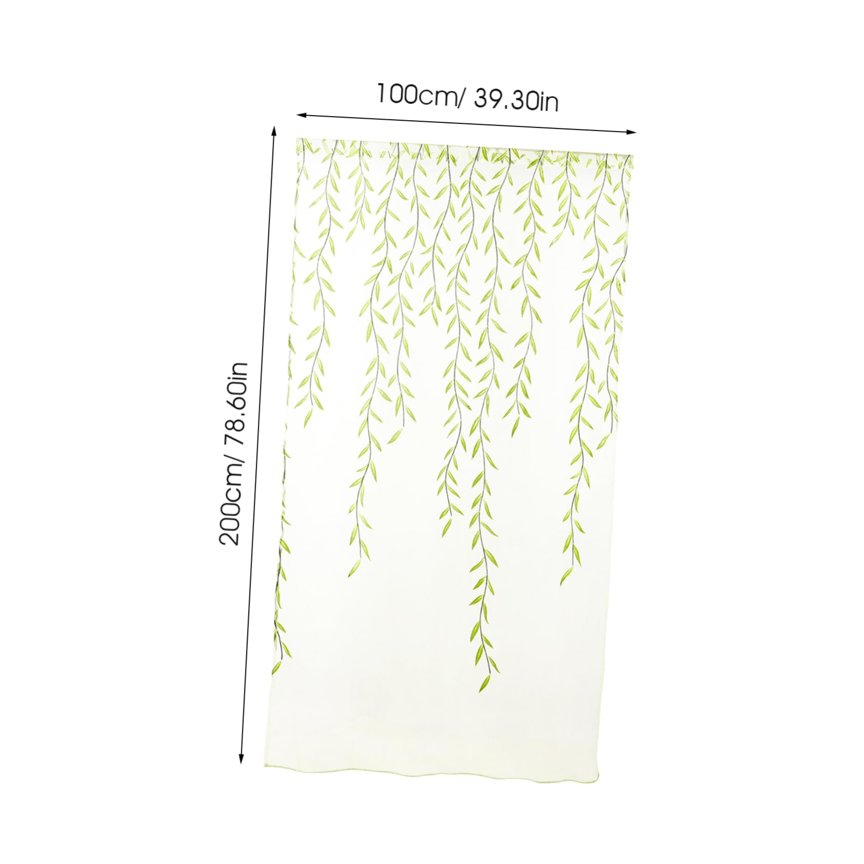 Warmhm Home Décor White See Through Curtains Purple Home Decor Green Voile Curtains Window Sheer Panels Green Transparent Window Screen Tulle Leaf Wicker Vine - Image 2