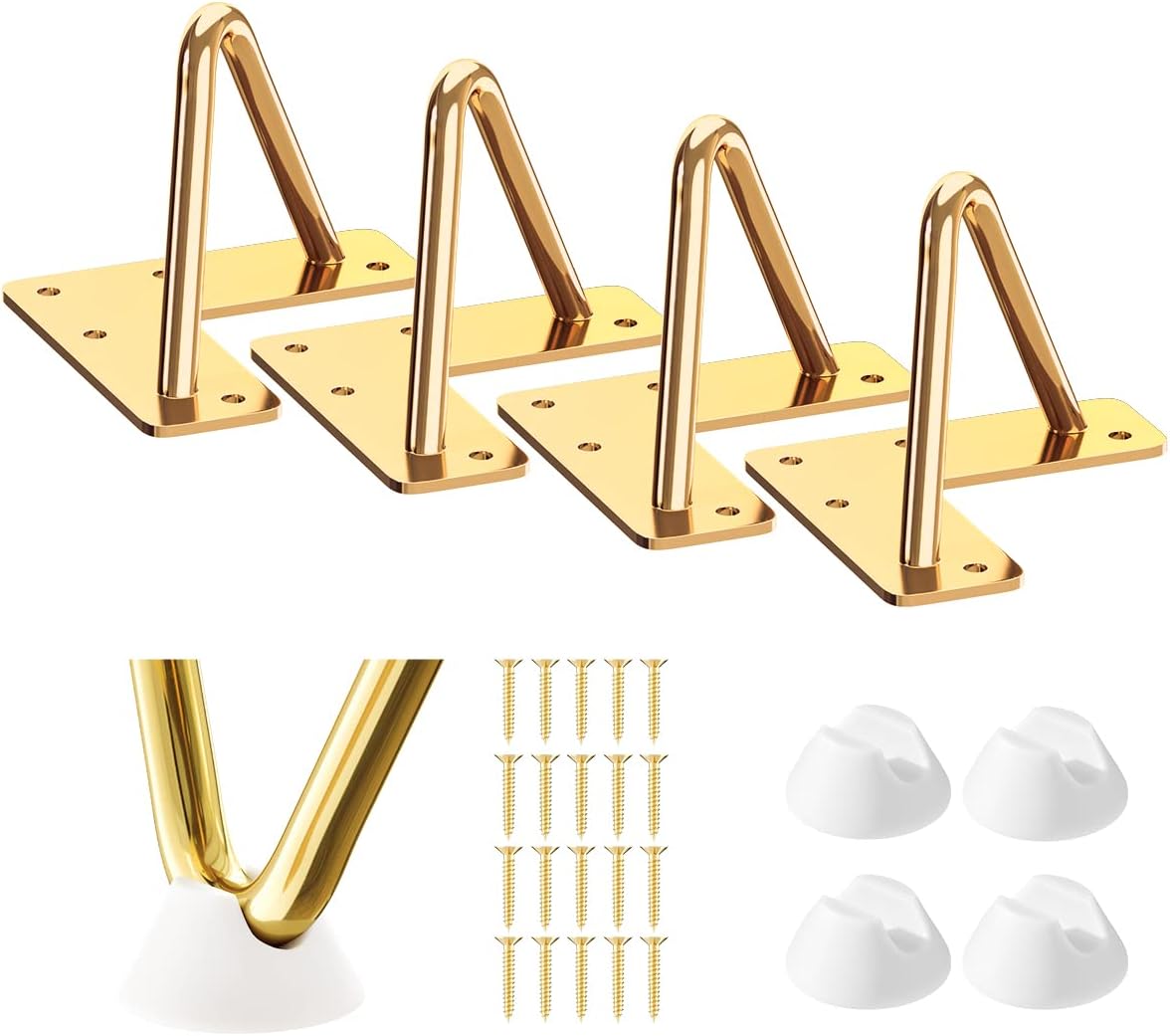 SMARTSTANDARD 4 Inch Hairpin Furniture Legs, 3/8'' Rods