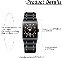 Vista 7 de Avaner Reloj cuadrado de acero inoxidable para hombre