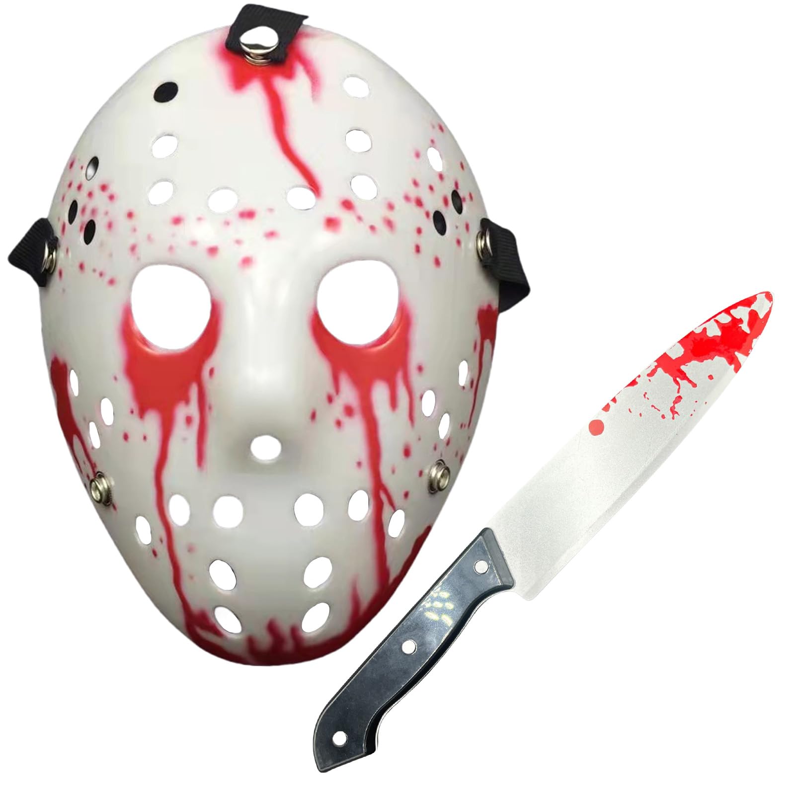 AYNKH Halloween Horror Hockey Killer Mask with Accessory Prop Scream Face Mask Fancy Dress for Adult Halloween Party Scary Ghost Costume