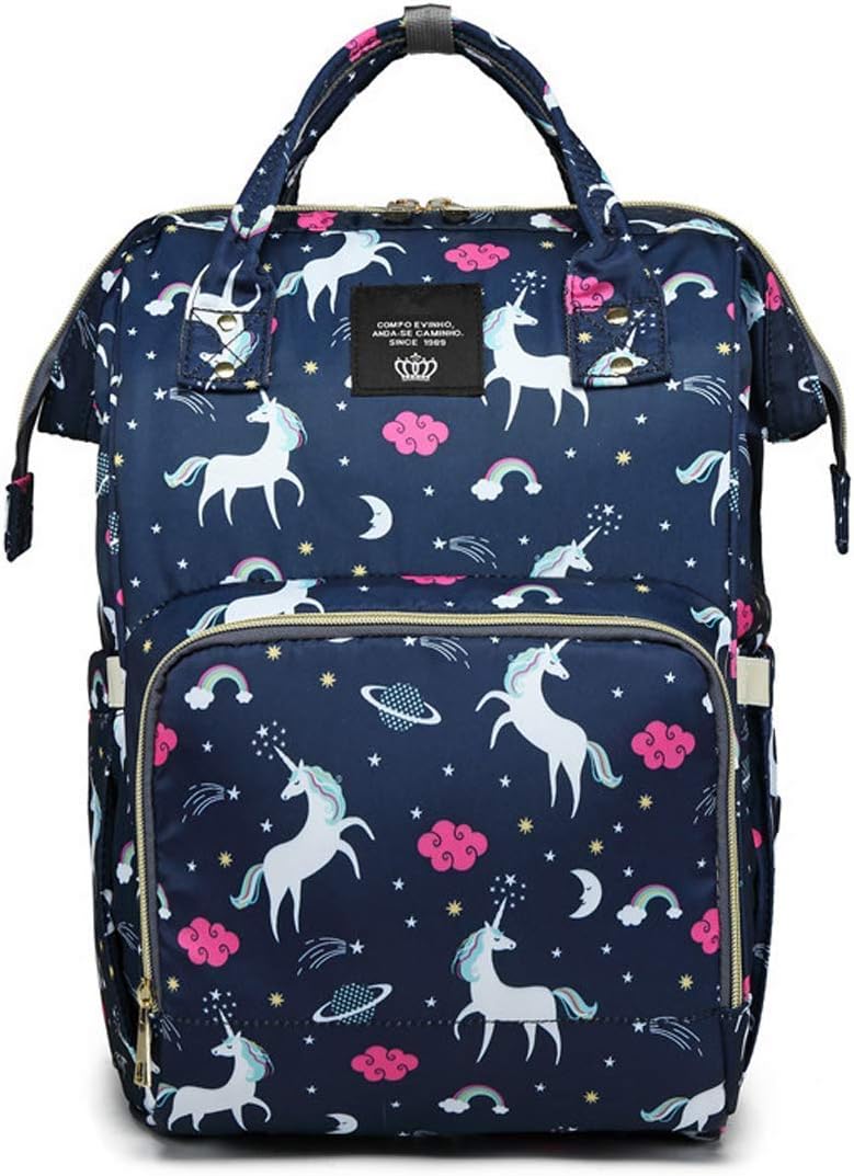 Smart and Fashionable Diaper Bag/Mother Bag/Diaper Backpack for travel (Printed Navy Blue) Prints and Colours May Vary