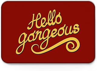 Christmas Red Indoor Doormat Welcome Mat, Durable Rubber Backing Non Slip Door Mat, Low Profile Floor Mat Entrance Mat for Entryway, Patio, Busy Areas, 16"x24", Hello Gorgeous