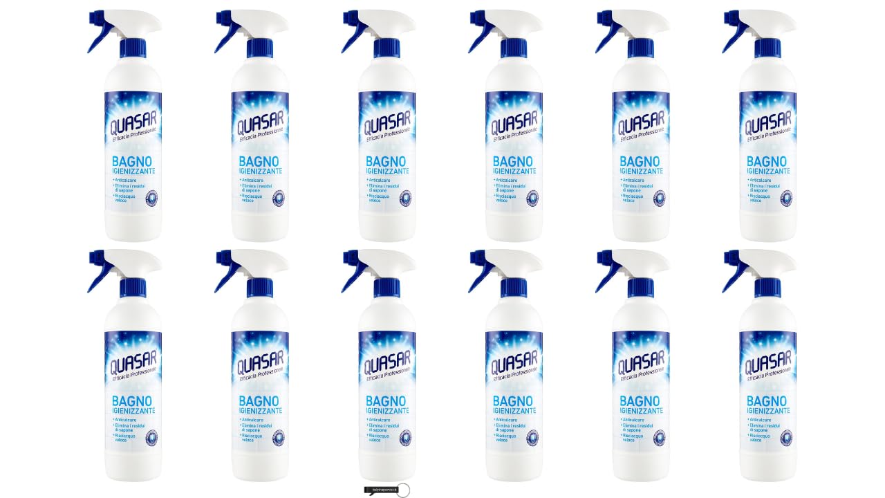 Quasar Bagno Igiene - 12 spray igienizzanti per bagno, 580 ml, con portachiavi Italy Shop Service