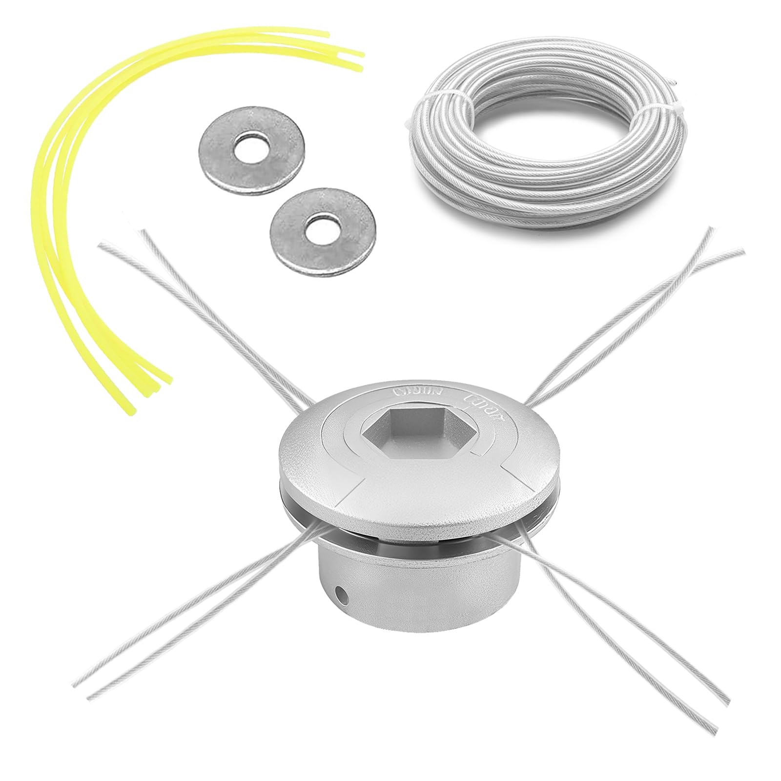 Cabezal Desbrozadora Aluminio, CIYIN Cabezal Desbrozadora Universal con Líneas 10M, Cabezal de Corte de Césped, Cabezal Cortar Hierba, Cabezales de Desbrozadora