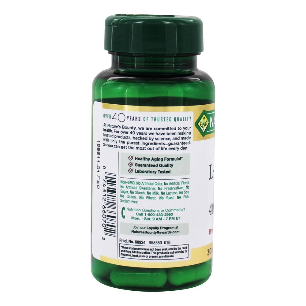 Amazon.com: Nature's Bounty L-Carnitine 400 mg & ALA 200 mg, 30 Capsules :  Health & Household