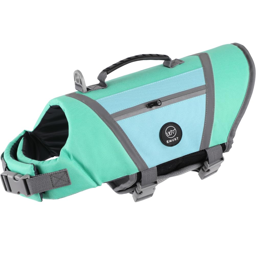 EMUST Dog Flotation Vest, High Visibility Life Vests for Dogs with High Buoyancy, Heavy-Duty Dog Life Jackets for Large Dogs with Adjustable Straps