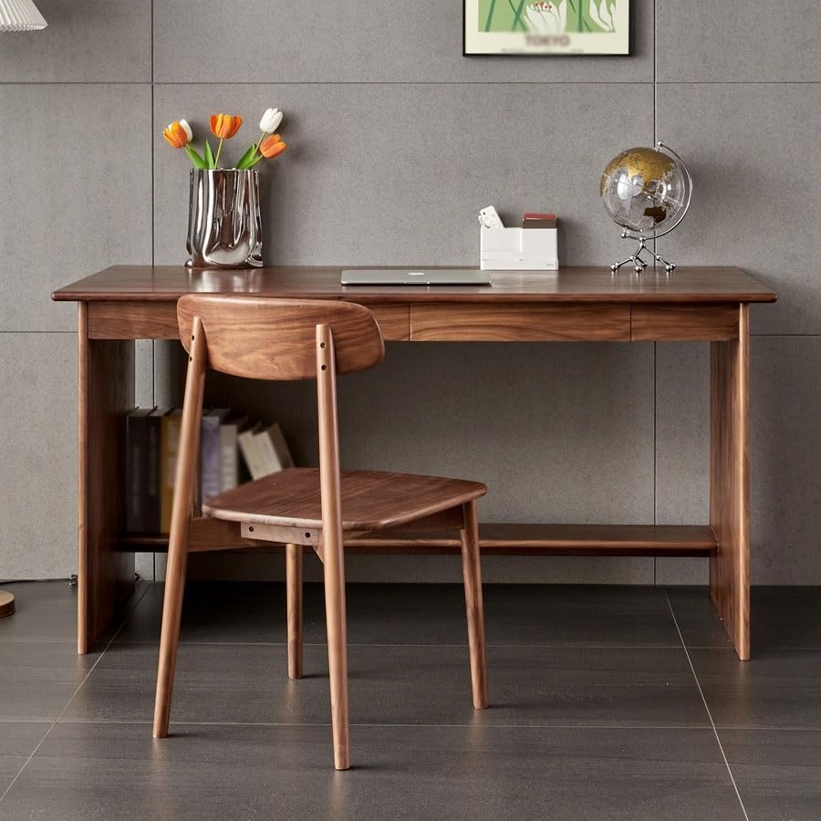 Schreibtisch Schreibtisch for Zuhause, Arbeitszimmer, Schlafzimmer, einfacher Massivholz-Schreibtisch, Computertisch, Wohnzimmer, Kleiner Verhandlungstisch Büro Desk(160 * 75 * 76cm)
