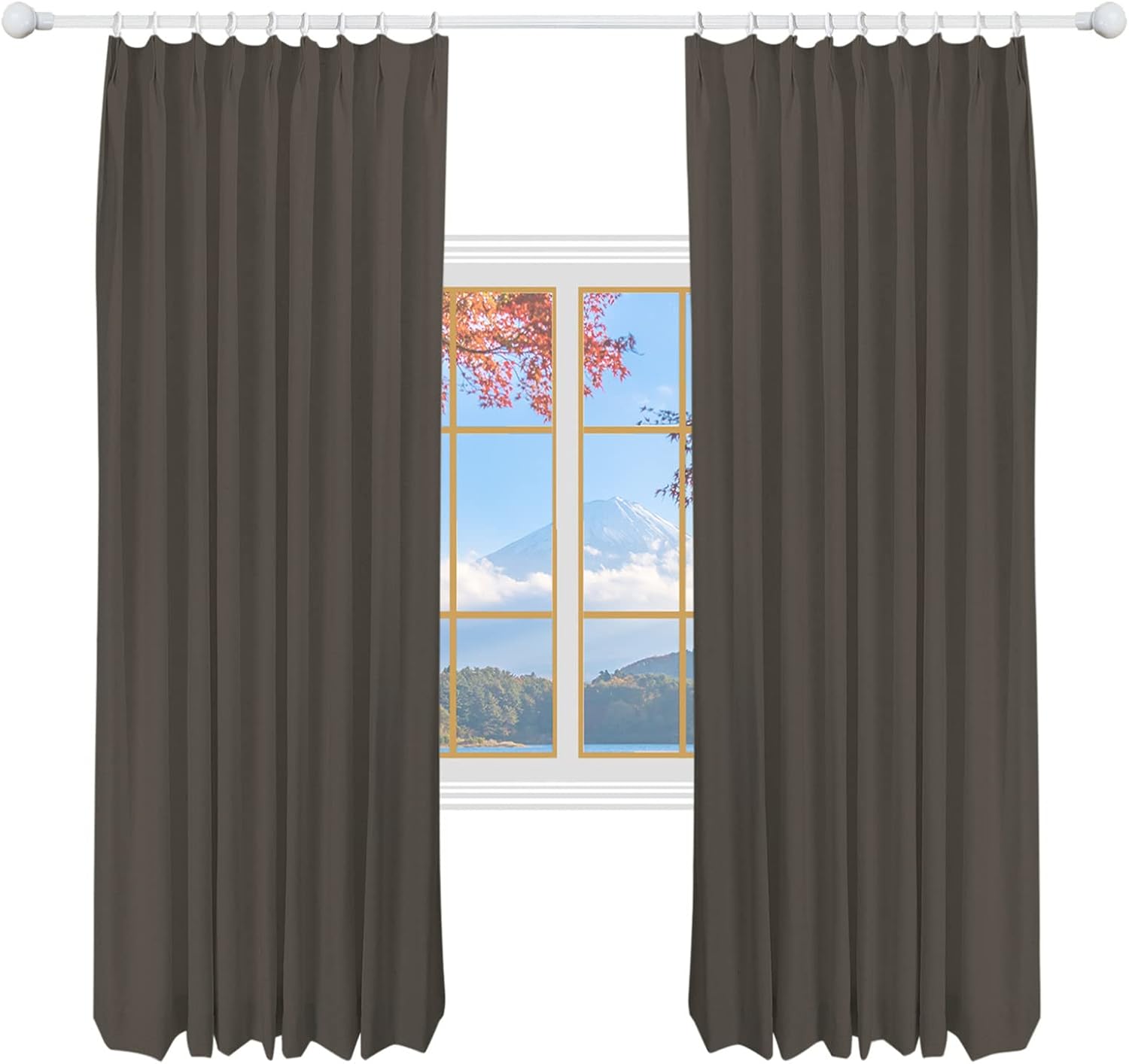 34 W x 96 L inch Pinch Pleat Darkening Drapes Faux Linen Curtains with Lining Drapery Panel for Living Room Bedroom Meetingroom Club Theater Patio Door (1 Panel),Chocolate Tart