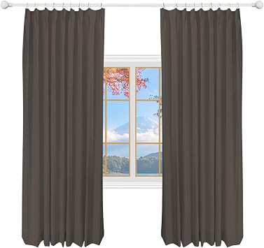 52 W x 90 L inch Pinch Pleat Darkening Drapes Faux Linen Curtains with Lining Drapery Panel for Living Room Bedroom Meetingroom Club Theater Patio Door 1 Panel,Chocolate Tart