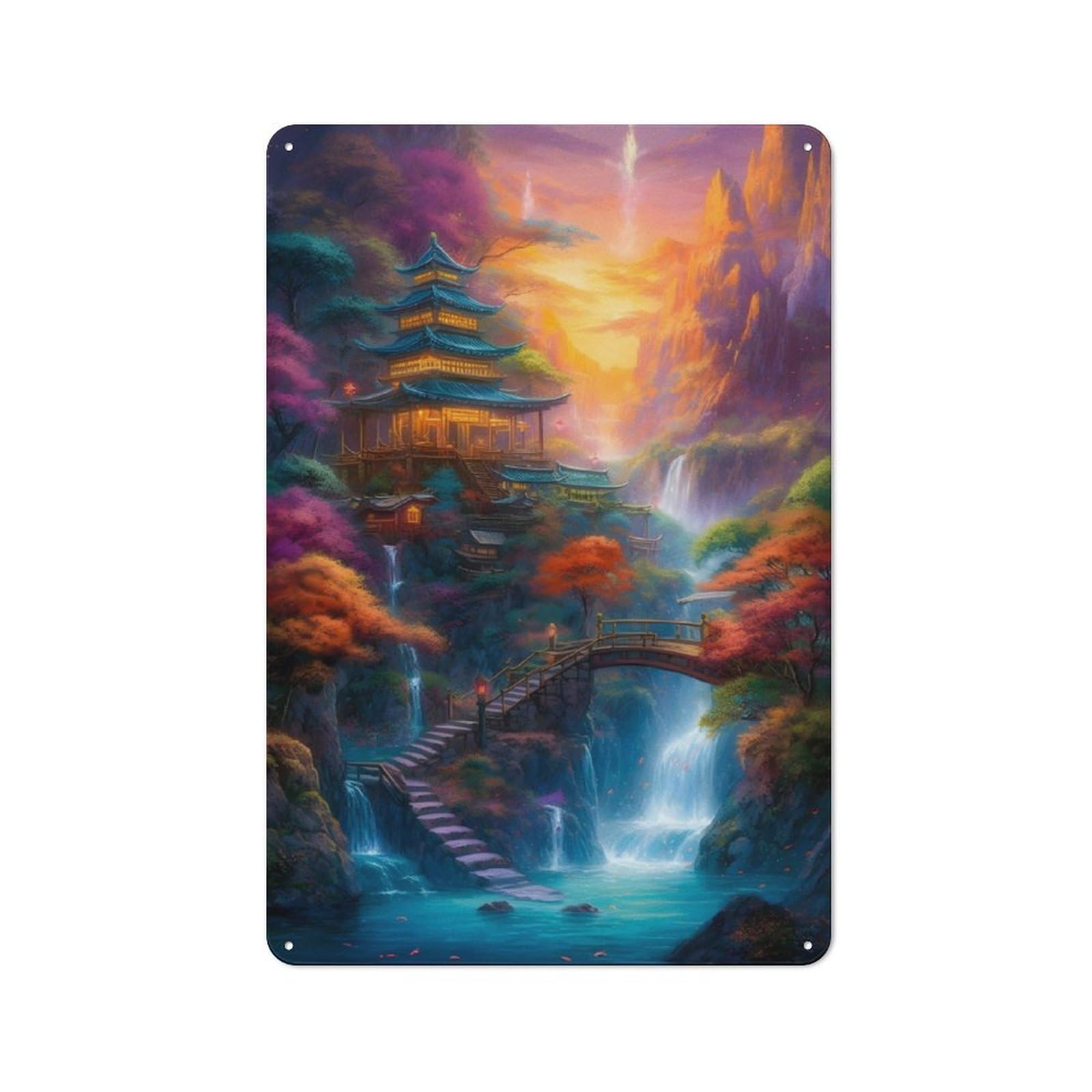 Junmoney Fantasy Landscape 44 30X20cm Retro Metal Sign With For Café Or Restaurant, For Collectors Decorating Cafés And Restaurants