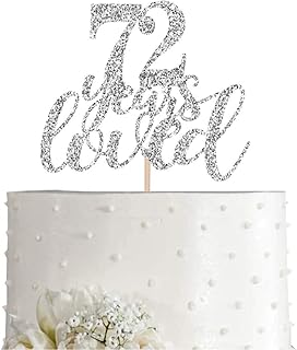 72 Silver Glitter Happy 72nd Birthday Cake Topper, Cheers to 72 Years Party Decorations, Supplies, cake topper