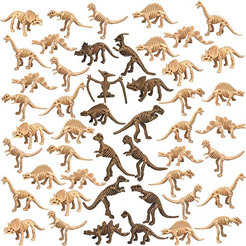 Image of PPXMEEUDC 48 PCS Dinosaur Fossil Skeletons Assorted Dinosaur Skeleton Toy Figures Dino Bones Educational Gift for Science Play Dino Sand Dig Party Favor Decorations