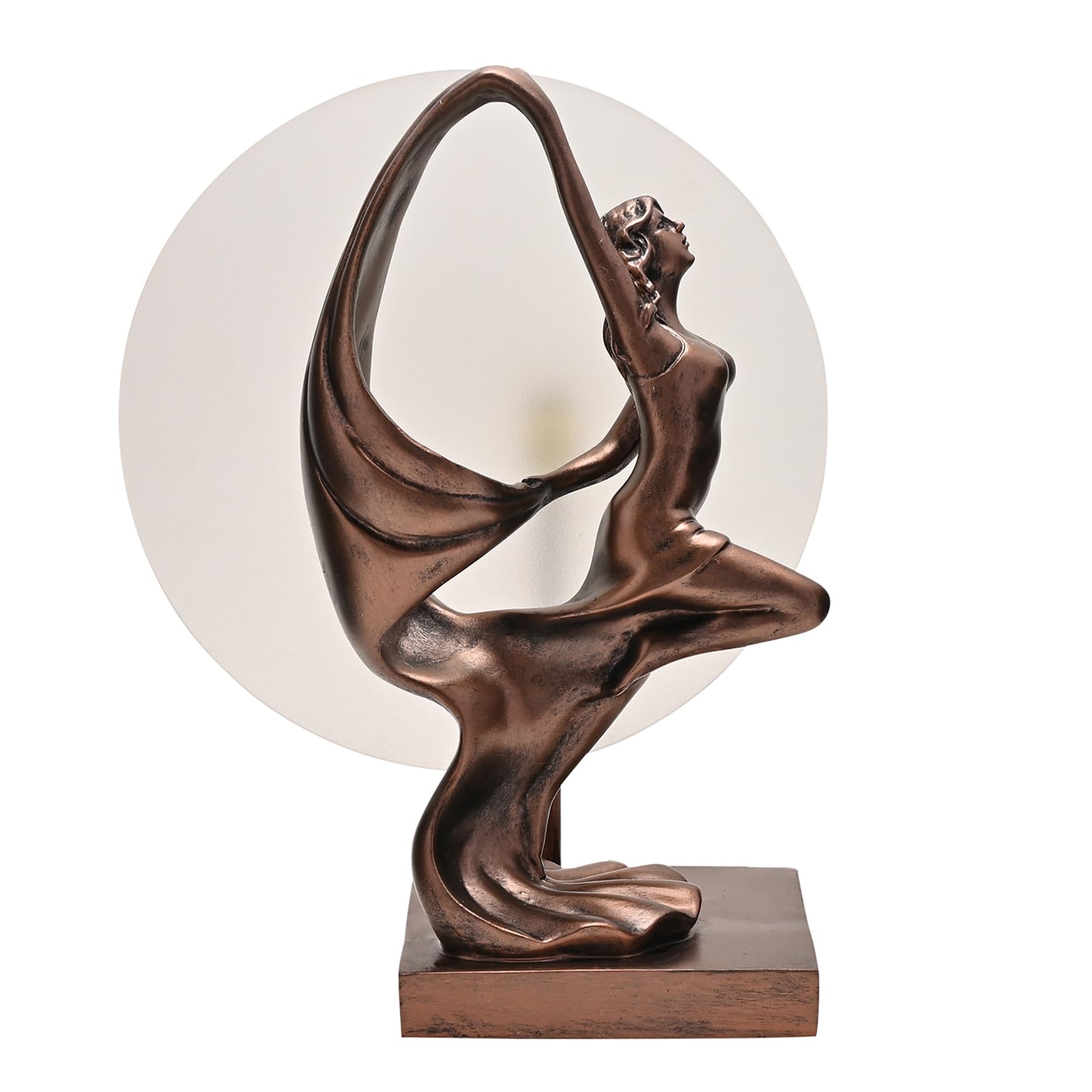 Widdop and Co Juliana - Art Deco Dancer Figurine Lamp - Bronze Female Figure Table Lamp for Living Room, Dining Room or Bedroom - H: 32cm x W: 27cm.