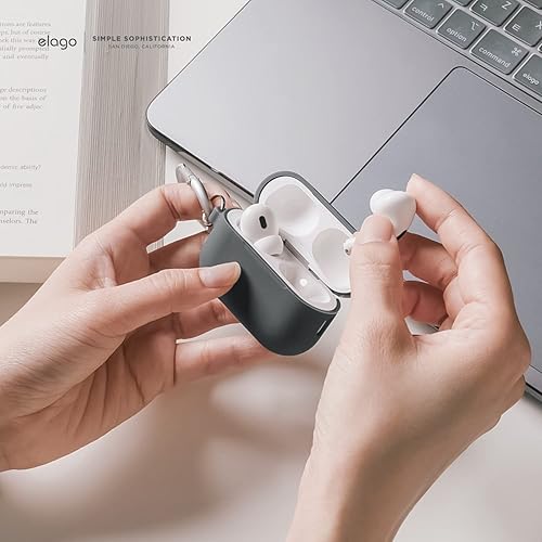 Miniatura 3 de elago Funda compatible con AirPods Pro 2 (2022), funda de silicona con llavero compatible con Apple AirPods Pro de 2 generación, LED frontal