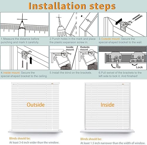 Miniatura 6 de SEEYE Mini persianas venecianas de aluminio, opacas, horizontales, para ventanas, anti-UV, impermeable, ajuste de luz, para baño, temporal, fácil de