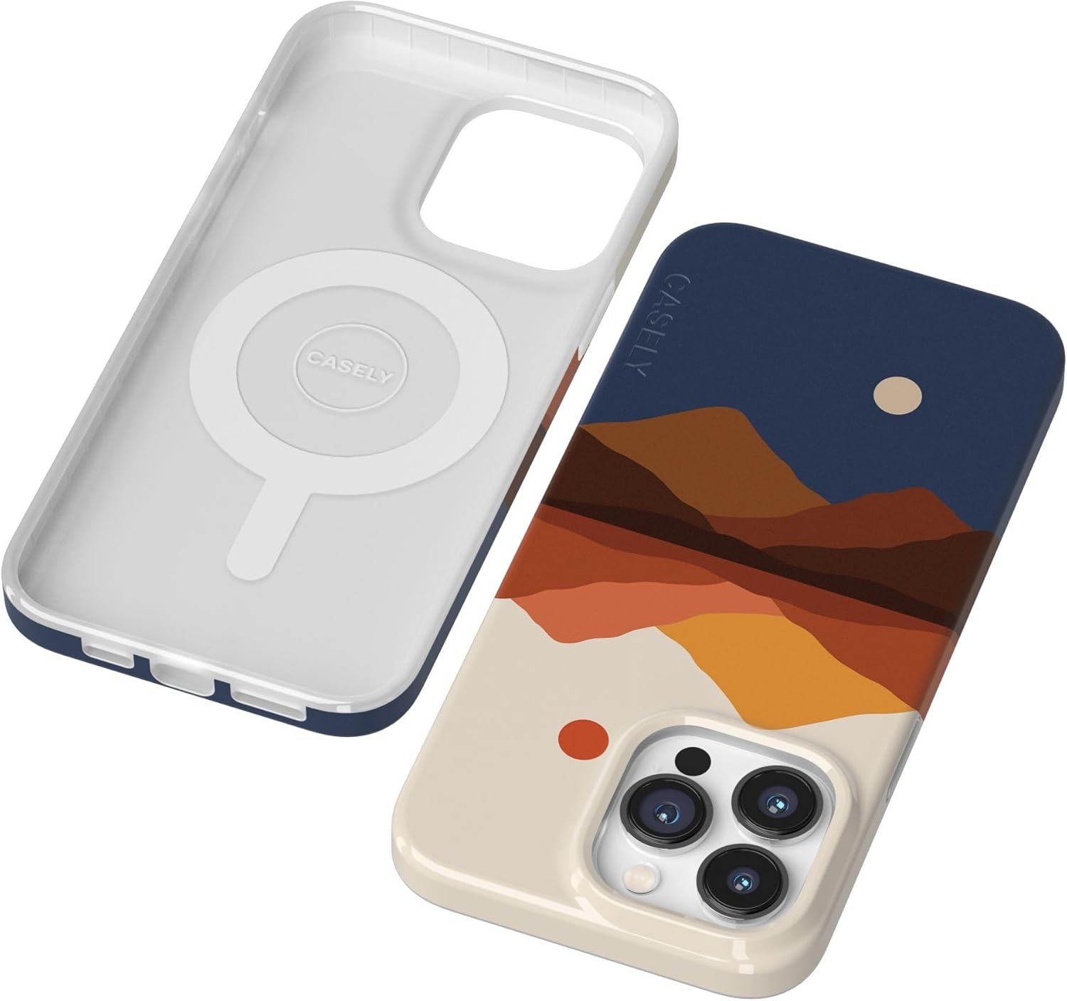 Casely iPhone 14 Pro Case | Opposites Attract | Day & Night Mountains | Compatible with MagSafe | Classic Ultra Thin Design