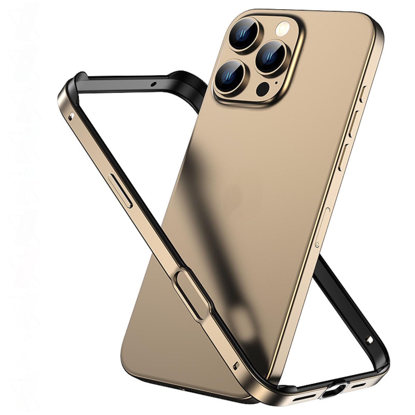 Custodia paraurti in metallo per iPhone 16 Plus, custodia sottile con