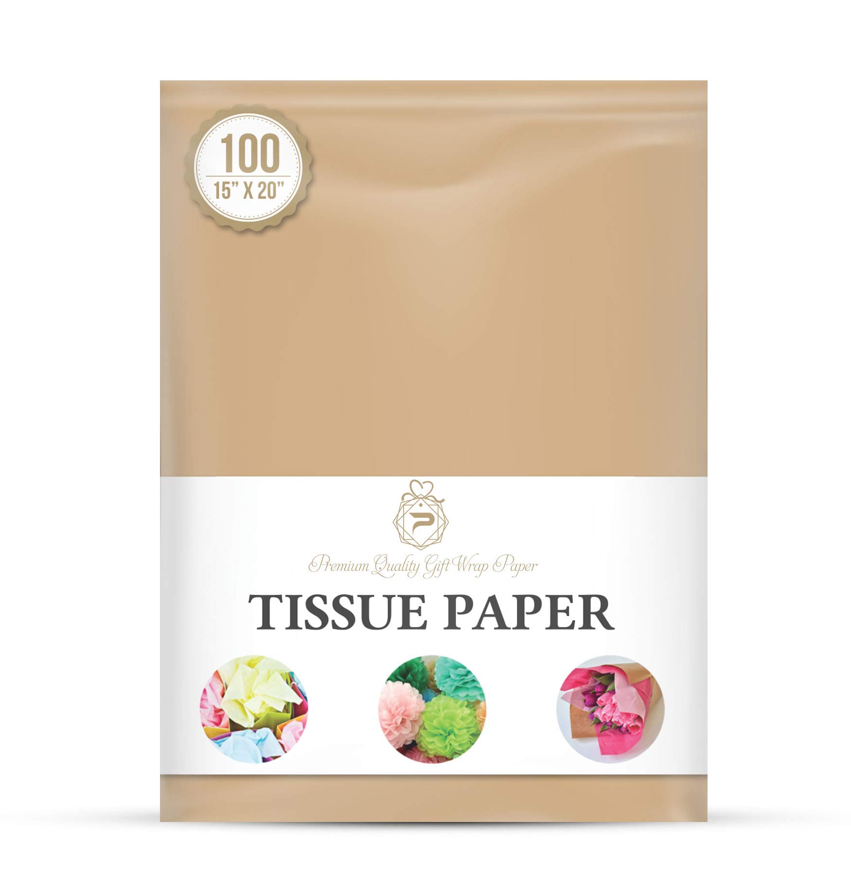 Desert Tan Gift Wrapping Tissue Paper for Gift Packaging, Floral, Birthday, Christmas, Halloween, DIY Crafts and More 15" X 20" 100 Sheets