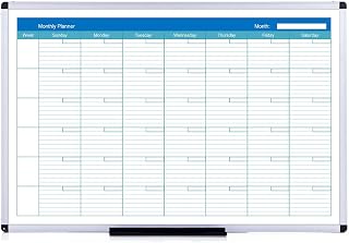 VIZ-PRO Magnetic Dry Erase Monthly Planner, 48 X 36 Inches, Silver Aluminium Frame