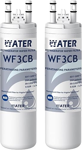 WA07-WF3CB Filtro de agua compatible con PureSource-3 WF3CB puerta francesa adecuado para fuente pura, 2 unidades, color blanco