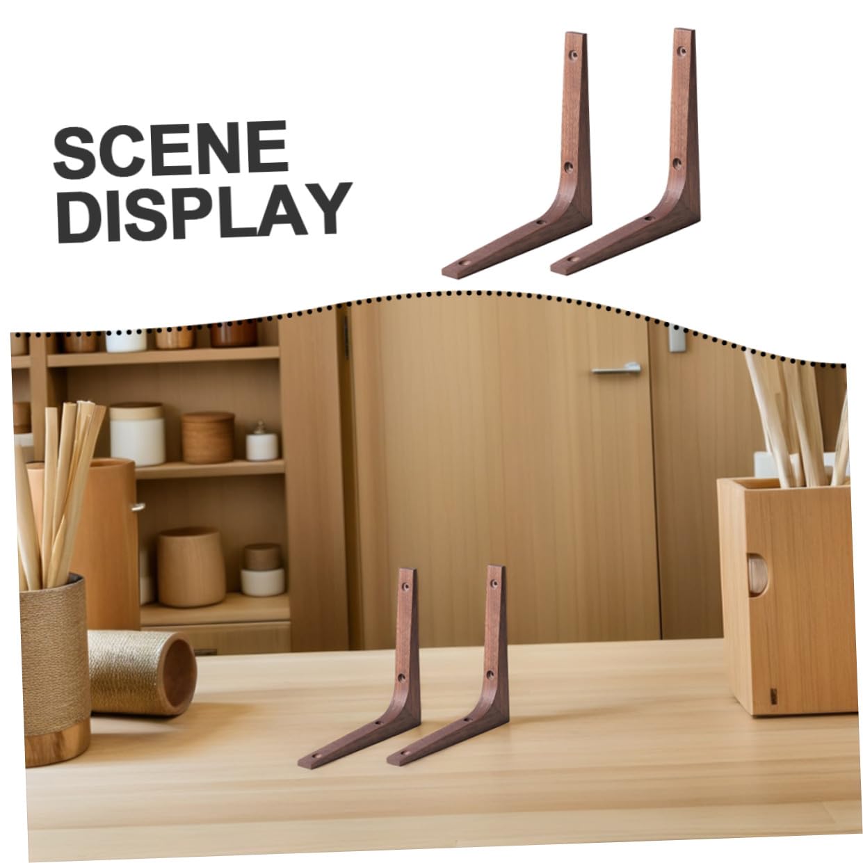 Artibetter Soportes para Estantes de Pared Soporte Triangular Resistente 2 de Madera Maciza Acabado Fino para Fijar Estanterías Firmemente en Pared