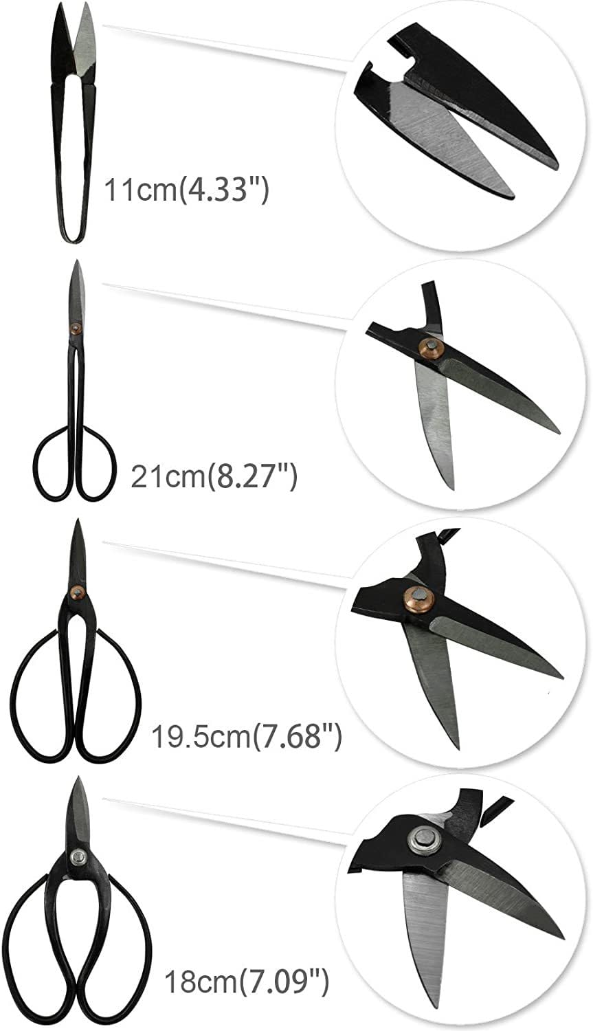 Kit de Herramientas de jardinería de Bonsai de 14 Piezas, Tijeras de poda de Acero al Carbono de Uso Pesado para el Corte de árboles y Jardines de Bonsai de Interior