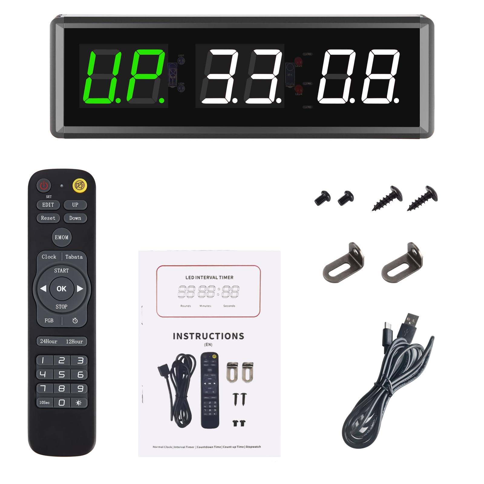 Timer Sport Minuteur Fitness Mural avec Télécommande Horloge pour Boxe Tabata EMOM MMA Gym (39.3x11.5cm)