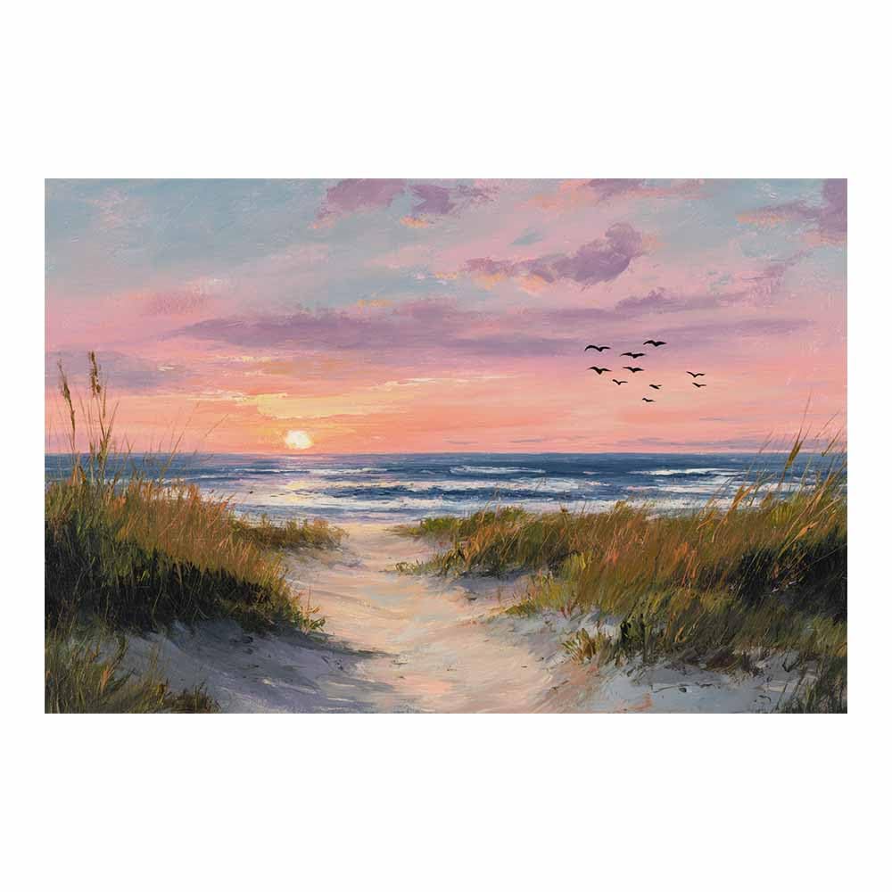 HOQIU Wall art for home decor Beaches es Path Sunset Viewss canvas artwork for wall, art prints, For living room, bedroom, bathroom, dining room, painting and decor.(Multicolor)-70x100cm Unframed