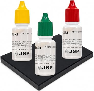 WAYMIL 4-Piece Gold Testing Kit, 10K 14K 18K Solutions with Stone