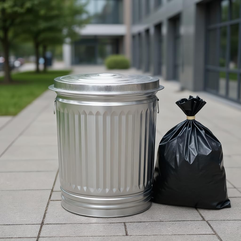 31Gallon Metal Garbage Can,Steel Trash Can with Lid,Quiet Close Swing Top,Metal Outdoor Trash Can for Patio, Kitchen & Office