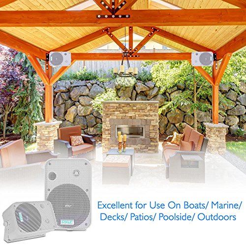 Pyle Home Dual Waterproof Outdoor Speaker System - 6.5 Inch Pair Of Weatherproof Wall / Ceiling Mounted Speakers W/ Heavy Duty Grill, Universal Mount-For Use In The Pool, Patio, Indoor Pdwr50W (White) #TOP5