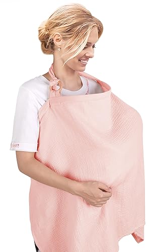 Fundas de lactancia de muselina para lactancia materna, funda de lactancia materna 100% algodón para mamá, delantal de lactancia multiusos con bolsa