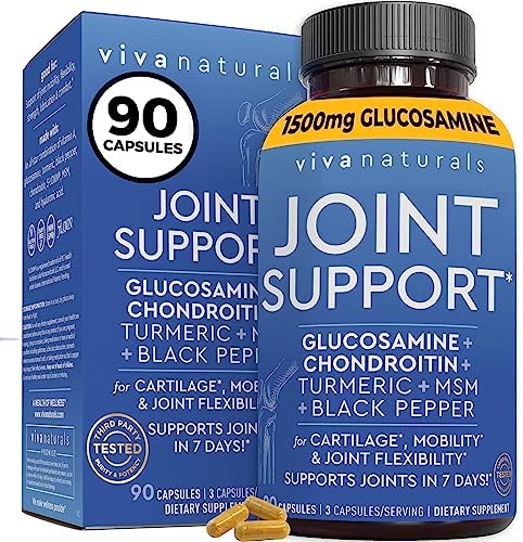 Glucosamine Chondroitin MSM Joint Support Supplement, 90 Capsules – with Turmeric, Black Pepper, Boswellia and Hyaluronic Acid – Joint Health Supplement for Mobility, Flexibility and Comfort