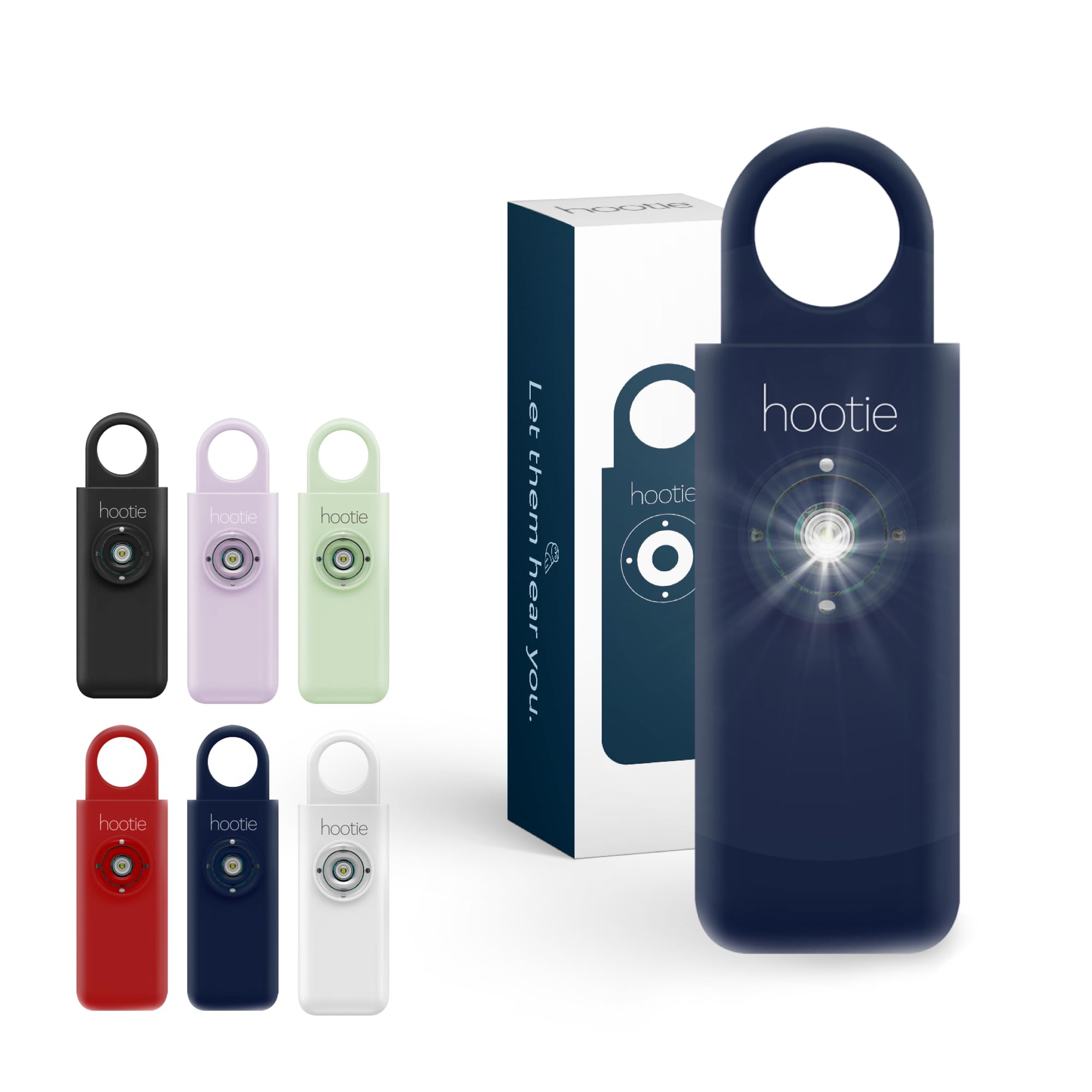 Hootie Personal Safety Alarm Keychain 8-Pack - 130dB Siren With Strobe Light For Self Defense