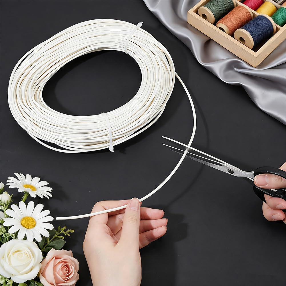 OLYCRAFT 54.7 Yard Plastic Piping Cord 3mm Plastic Boning Roll Plastics Welt Cord Upholstery Piping Round White Webbing Boning Translucent PVC Bonings for Pillows Sofas Chair Clothing Furniture Decor