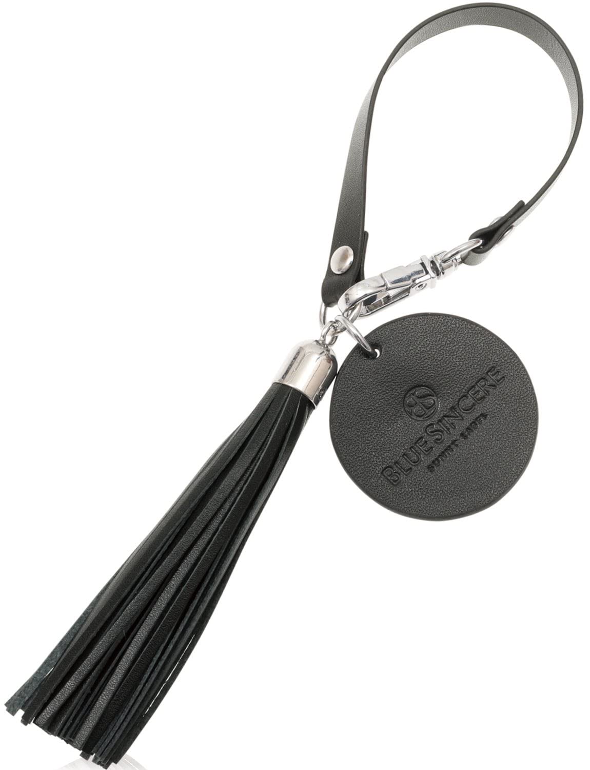 Genuine Leather Key Charm, Royal Black
