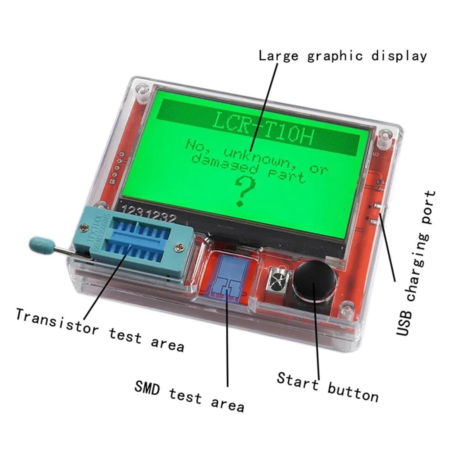 ESSISH LCR-T10H Transistor Tester Multimeter Display TFT for Diode Triode MOS/PNP/NPN Capacitor Resistor Transistor