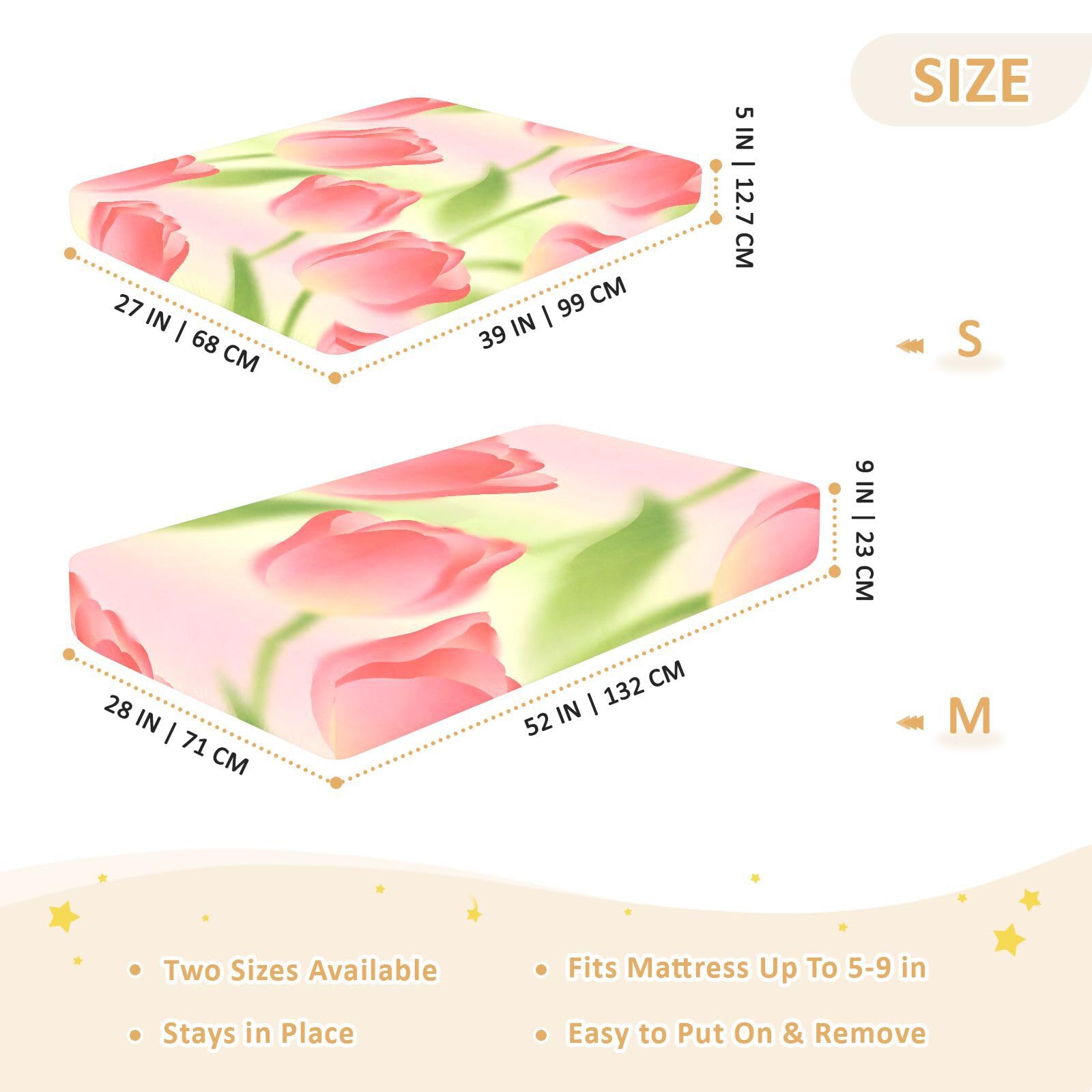 Sábanas para cuna de bebé con patrón verde de tulipanes rojos primaverales para niños y niñas, sábanas de algodón suaves y transpirables para decoración de guardería, 1 paquete de decoración para cuna