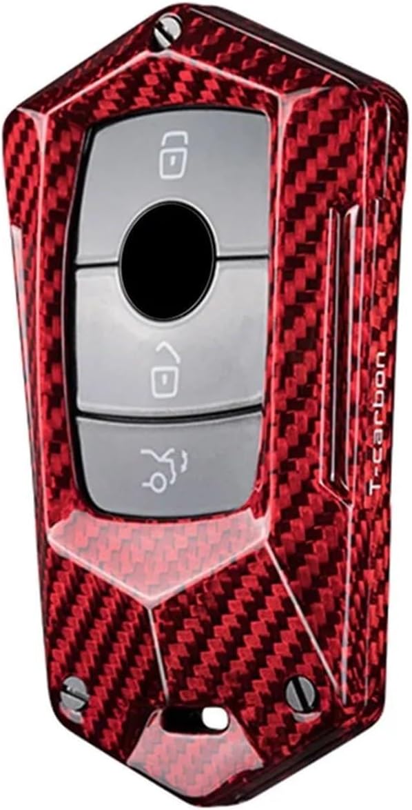 Compatible for Benz E S Class W213 W212 S212 C207 A207 W221 W222 C217 A217 E200 E400 Car Key Fob Cover Case Carbon Fiber(Red)