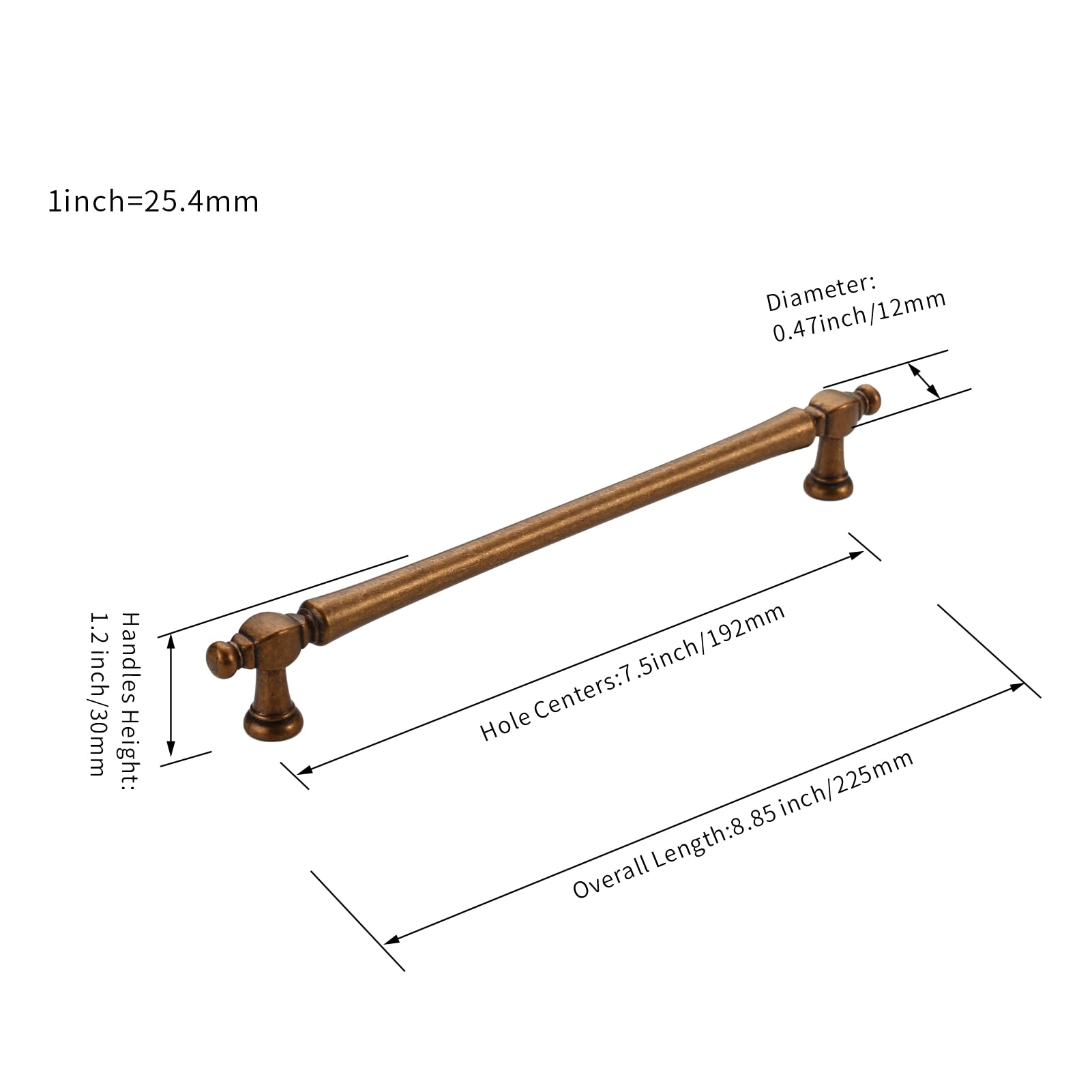 FURNIWARE uchwyty antyczne do szafek, mosiężne, klasyczny styl, 10 sztuk, odległość pomiędzy otworami 192 mm, stop cynku, idealne do szafek, szuflad, drzwi, szafy, garderoby