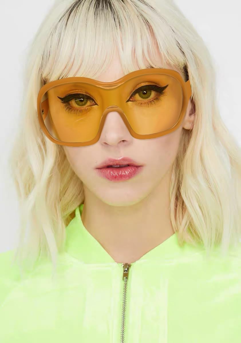 Oversized Trendy Wrap Around Sunglasses for Women Men - Cool Concert shades 2000s Retro Round Big Shield Glasses - Image 4