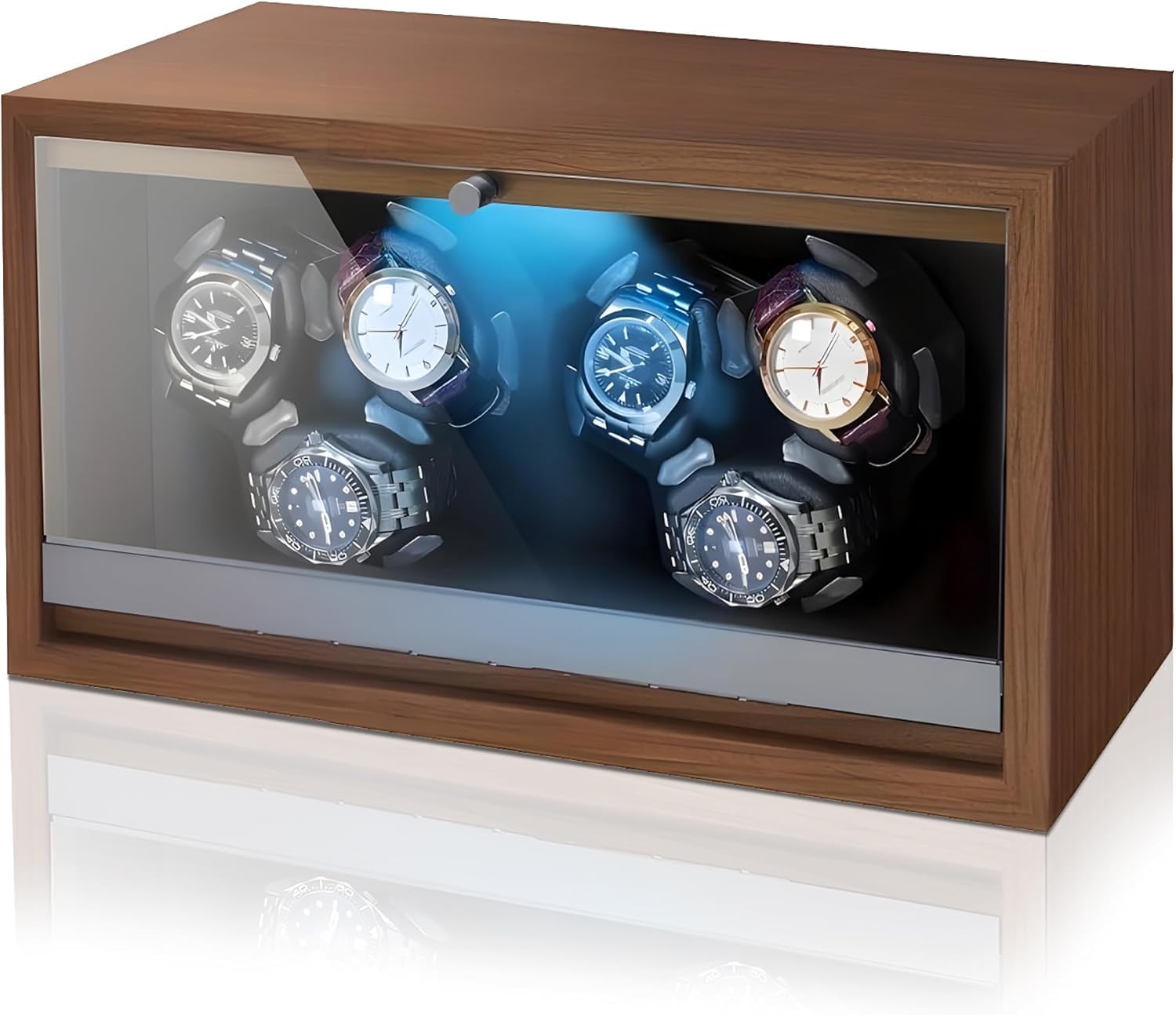 Olvy Uhrenbeweger für 6 Uhren, Watchwinder Box, Extrem Leiser Mabuchi Motor, Flexiblem Uhrenkissen, Watch Winder Holz